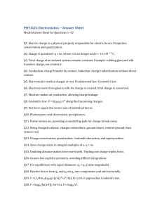 PHY1121 Electrostatics Answer Sheet Model Answers