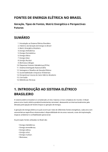 Fontes de Energia El&eacute;trica no Brasil: Gera&ccedil;&atilde;o e Matriz