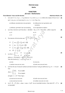 JEE Main Mathematics Function Test Paper