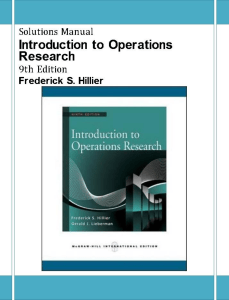 Solutions Manual for Introduction to Operations Research 9th Ed