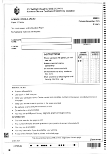 BGCSE Science Paper 3 Theory 2023