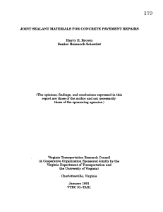 Joint Sealant Materials for Concrete Pavement Repairs