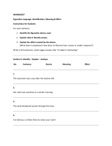 Figurative Language Worksheet: Identify, Meaning & Effect