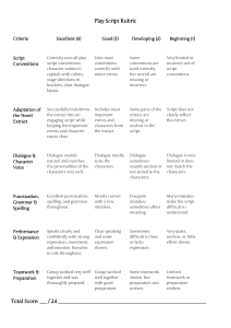 Play Script Rubric: Assessment Criteria for Drama