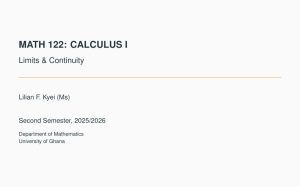 MATH 122: Limits & Continuity Activity Sheet