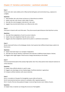 Biology Worksheet: Variation and Evolution