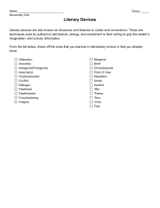 Literary Devices Worksheet for Secondary One Students