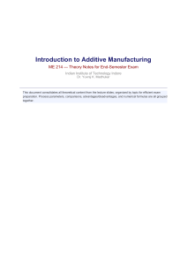 Introduction to Additive Manufacturing: ME 214 Theory Notes