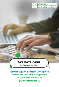 Tax Rate Card 2025-26 Pakistan ICMA