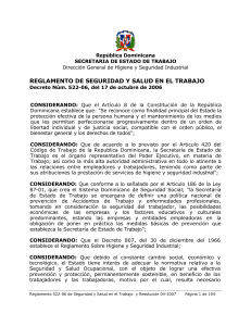 Reglamento de Seguridad y Salud en el Trabajo - Rep&uacute;blica Dominicana