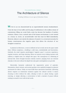 The Architecture of Silence: Finding Stillness in Noise