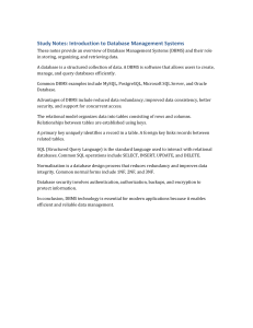 Introduction to Database Management Systems Study Notes