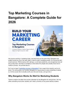 Top Marketing Courses in Bangalore 2026 Guide