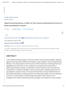 Digital Accounting Systems & Marketing Performance in SMEs