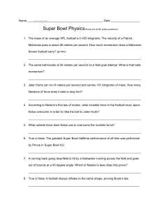 Super Bowl Physics: 6th Grade Worksheet