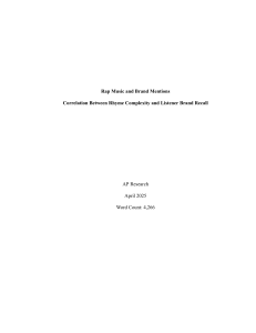 Rap Music and Brand Mentions Correlation Between Rhyme Complexity and Listener Brand Recall