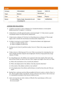 Class 9 Physics Motion Worksheet 1