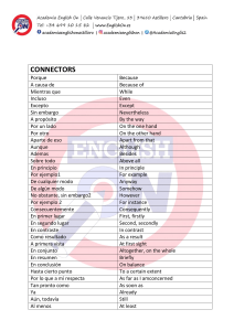 Lista de conectores espa&ntilde;ol ingl&eacute;s