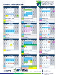 Academic Calendar 2025-26 ISCS