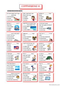 Comparisons #2 English Grammar Worksheet