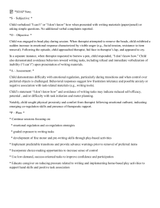 Child Therapy SOAP Note: Emotional Regulation & Writing Task Avoidance