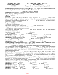 Bac Ninh High School English Mock Exam