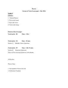 Grade 9 Physics Term Exam Paper Format May 2026