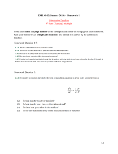 EML 4142 Homework 1: Heat Transfer Problems