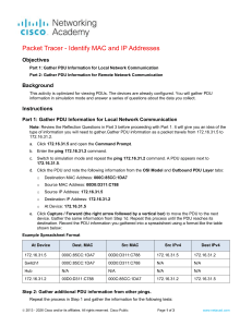 Packet Tracer Lab: Identify MAC and IP Addresses