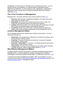 Management: Core Functions & Styles
