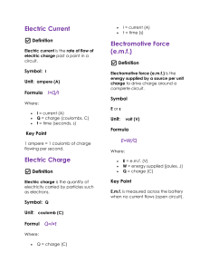 Physics: Electric Current, Charge, Resistance Basics