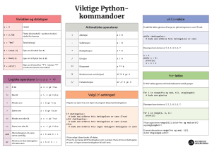 Viktige Python-kommandoer: Variabler, operatorer, l&oslash;kker og grafer