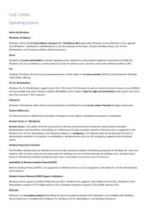 Core 2 Notes: Windows 10 Editions & Features