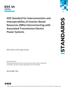 IEEE Std 2800-2022: IBR Interconnection Standard
