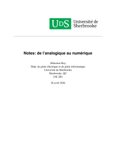Notes de cours : de l'analogique au num&eacute;rique