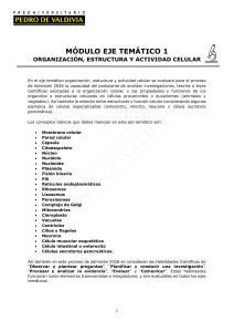 M&oacute;dulo Eje Tem&aacute;tico 1: Organizaci&oacute;n, Estructura y Actividad Celular