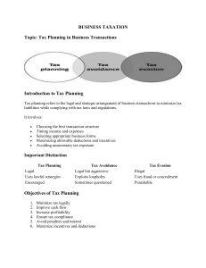 Business Taxation: Tax Planning in Business Transactions