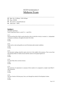 AE220 Aerodynamics I Midterm Exam Questions