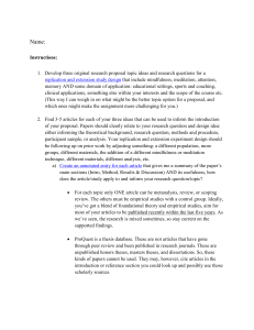 Research Proposal Ideas: Mindfulness & Cognition