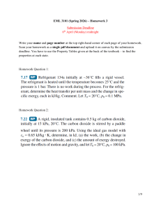 EML 3101 Homework 3: Thermodynamics Problems