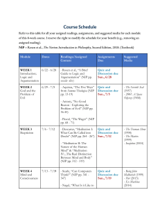 Philosophy Course Schedule: 8-Week Syllabus