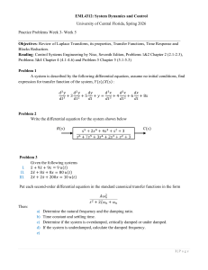 EML4312 System Dynamics Control Practice Problems