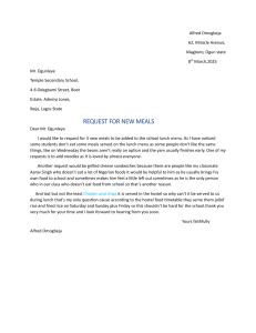 Request for New Meals at Temple Secondary School