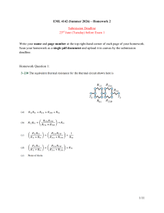 EML 4142 Homework 2: Thermal Resistance Questions