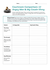 Courtroom Comparison: 12 Angry Men & My Cousin Vinny Worksheet