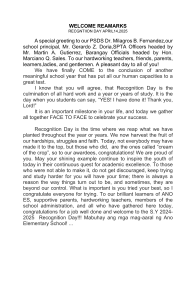 Welcome Remarks for Ano Elementary School Recognition Day 2025