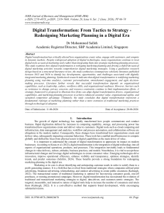 Digital Transformation: Redesigning Marketing Planning from Tactics to Strategy