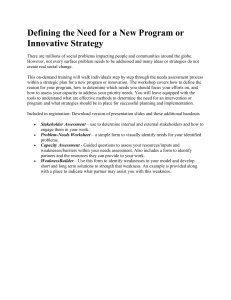 Defining the Need for a New Program or Innovative Strategy