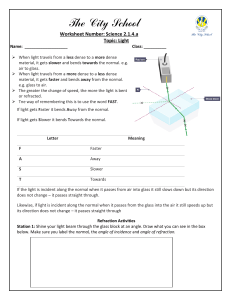The City School Science 2.1.4.a Light Refraction Worksheet