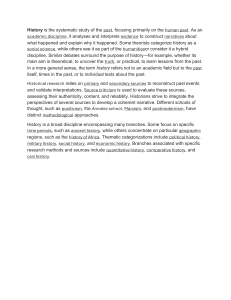 History as an Academic Discipline: Definition and Branches